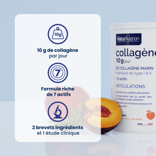 Collagène Actif+ saveur Pêche : Articulations et Mobilité