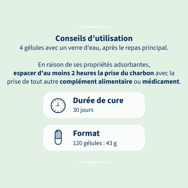 Charbon actif végétal : complément alimentaire confort digestif
